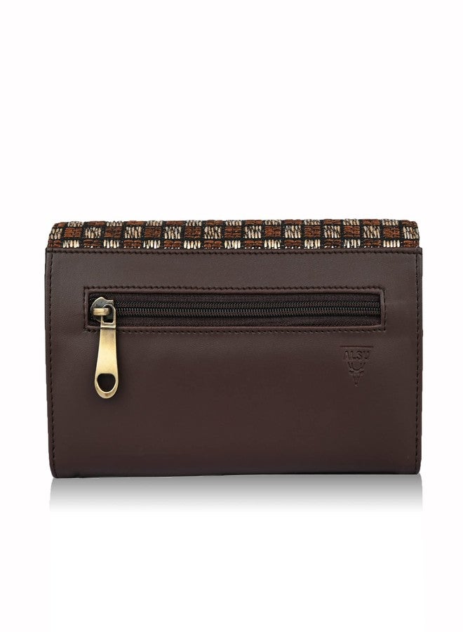ALSU Women's Trendy Brown Hand Clutch Wallet Jute with Phone Pocket Card Holder (IRF-012br) - Image 4